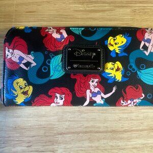 Loungefly x Disney The Little Mermaid Ariel Flounder long zip wallet - black